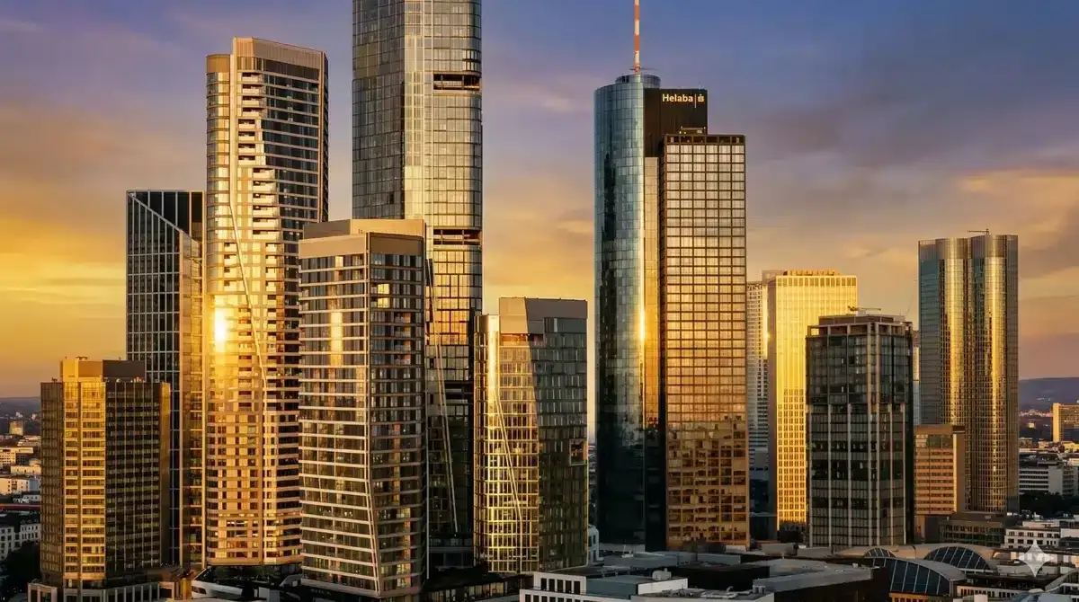 Frankfurter Skyline im Abendlicht